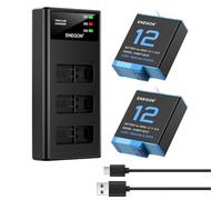 ENEGON Batería Recargable y Cargador de Batería para Hero 12 Hero 11 Hero 10 Hero 9, 2 Packs de Baterías 1800mAh con 3 Ranuras de Carga Compatible con GoPro Hero 11 10 9 (1 Cargador + 2 Baterías)