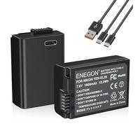 ENEGON Baterías de Repuesto Recargables EN-EL25/EL25A con Carga Directa USB-C 1600mAh (2 Unidades) con Cable de Carga Tipo C 2 en 1 para Nikon Z50, Z30, Z FC
