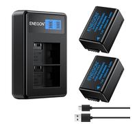 ENEGON Baterías DMW-BMB9 DMW-BMB9E (2x1250mAh) de con Cargador Doble, Cable USB-C y Pantalla LCD, para Panasonic Lumix DMC-FZ45, DMC-FZ48, DMC-FZ62, DMC-FZ72, DC-FZ80, DC-FZ82, DMC-FZ100, DMC-FZ150