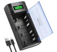 ENEGON Cargador Pilas Universal para Pilas NI-MH NI-CD de Tipos C, D, AA, AAA, 9V, con Función de Descarga y Pantalla LCD, Cargador Rápido para Pilas Recargables AA y AAA