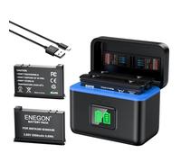 ENEGON Insta 360 X4 Set de Baterías, Capacidad - 2500 mAh, 2 Baterías Incluidas, con un Cargador de Almacenamiento Equipado con Pantalla LCD