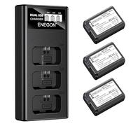 ENEGON NP-FW50 - Batería de 1300 mAh y cargador LCD de 3 bahías para Sony Alpha A6000 A6300 A6400 A6500 ZV-E10 7RM2 A7SM2 A7M2 A7 II A7R II A7S II A5000 A51000 0 A51 00 3000 g. RX10 II III IV NEX-3/5