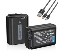 ENEGON NP-FW50 Tipo C Puerto de Carga Baterías (2x1500mAh) para Sony ZV-E10, A6000, A6500, A6300, A6400, A7, A7II, A7RII, A7SII, A7S, A7S2, A7R, A7R2, A55, A5100, A5000, A3000, A55, RX10