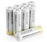 ENEGON Pilas AA Recargables de 2800 mAh - Alta Capacidad 1,2 V NI-MH AA Pilas precargadas - Baja autodescarga, Incluye Caja de Almacenamiento, 8 Unidades