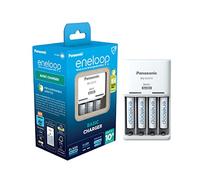 eneloop Basic Cargador, para 2 o 4 Pilas Recargables AA/AAA, 10h de Tiempo de Carga, 6 Funciones de Seguridad, 4 Pilas eneloop AAA (800 mAh) Incluidas