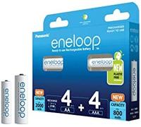 eneloop, combo de pilas Ni-MH recargables, 4x AA/Mignon + 4x AAA/Micro, NOVEDAD: capacidad mínima mejorada a 2000 mAh + 800 mAh.