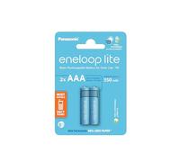 eneloop Lite, Pilas Recargables AAA/Micro, Paquete de 2, Capacidad de mín. 550 mAh, Pilas Ni-MH, Listas para Usar, Recargables hasta 3000 Veces, Embalaje sin plástico, Lite, Azules