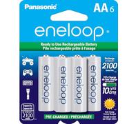 Eneloop Panasonic BK-3MCCA6BA AA 2100 Ciclo Ni-MH baterías Recargables precargadas, Paquete de 6 baterías