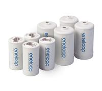 Eneloop Panasonic K-KJBS1/2E8A C Size Adaptadores de batera para usar con NI-MH Recargable AA Battery Cells 8 Pack