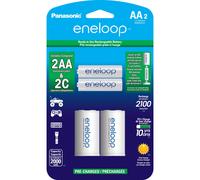 Eneloop Panasonic K-KJS2MCA2BA C Sally Adaptadores de batera AA 2100 Ciclo NI-MH Paqueras recargables de 2 paquetes con 2 C Adaptadores de 2 C