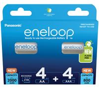 Eneloop Paquete Combinado BK-KJMCDE44E 4x AA + 4x AAA Eneloop Celdas