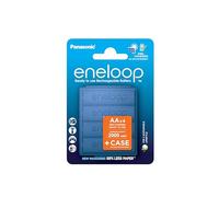 eneloop, Pilas Recargables AA/Mignon, Paquete de 4 con Caja Azul, Capacidad de mín. 2000 mAh, Pilas Ni-MH, Listas para Usar, Recargables hasta 2000 Veces, Embalaje sin plástico, Standard, Blancas