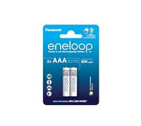 eneloop, Pilas Recargables AAA/Micro, Paquete de 2, Capacidad de mín. 800 mAh, Pilas Ni-MH, Listas para Usar, Recargables hasta 2000 Veces, Embalaje sin plástico, Standard, Blancas