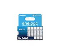 eneloop, Pilas Recargables AAA/Micro, Paquete de 8, Capacidad de mín. 800 mAh, Pilas Ni-MH, Listas para Usar, Recargables hasta 2000 Veces, Embalaje sin plástico, Standard, Blancas