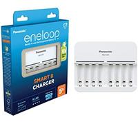 eneloop Smart 8 Cargador, para 1-8 Pilas Recargables AA/AAA, 5h de Tiempo de Carga, 9 Funciones de Seguridad