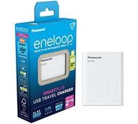 eneloop SmartPlus Travel Cargador USB, para 1-4 Pilas Recargables AA/AAA, 2.25h de Tiempo de Carga, 10 Funciones de Seguridad, 4 Pilas eneloop AA (2000 mAh) Incluidas