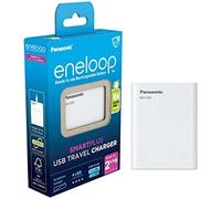 eneloop SmartPlus Travel Cargador USB, para 1-4 Pilas Recargables AA/AAA, 2.25h de Tiempo de Carga, 10 Funciones de Seguridad