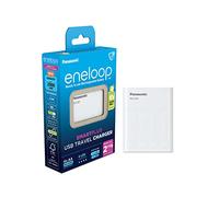 eneloop SmartPlus Travel Cargador USB, para 1-4 Pilas Recargables AA/AAA, 2.25h de Tiempo de Carga, 10 Funciones de Seguridad, 4 Pilas eneloop AA (2000 mAh) Incluidas