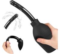 Enema Bulbo 310 ml de Silicona con Boquilla Desmontable, Lavativa Anal Reutilizable para Higiene Íntima Adulto (Negro)