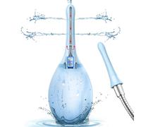 Enema Bulbo Anti-Reflujo, Enemas Lavados Puede Conectarse al Tubo de la Ducha, Ducha Enema aliviar el estreñimiento para Limpieza de Colon en Hombres y Mujere (Azul Claro 245ml)