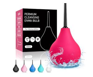 Enema Bulbo de 224ml,Enema para limpieza, Limpiador para Anal y Vaginal, Ducha Vaginal de Silicona, Forma rápida de aliviar el estreñimiento para Limpieza de Colon en Hombres y Mujeres (Rosa)