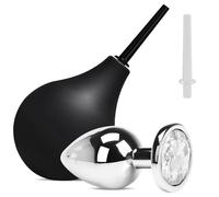 Enema Bulbo de 225ml + Plug Tamaño Mediano Kit,Limpieza de Ducha de Silicona,Limpieza Recta, Silicona Ducha Anal Bombilla,Bombilla para Enema para Limpieza,Kit de Ducha Íntima para Hombres o Mujeres