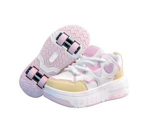ENEN 2026 Zapatillas con Ruedas Niña Niños, Corazón Zapatos con Ruedas para Niñas Niño, 31-40 EU Zapatillas Patines Multifuncionales Bambas de Moda (Rosa,37)