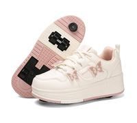 ENEN 2026 Zapatillas con Ruedas Niña Niños, Mariposa Transpirable Zapatos con Ruedas para Niñas Niño, 31-40 EU Zapatillas Patines Multifuncionales Bambas de Moda (Rosa,35)