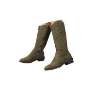 ENEN Botas Vaqueras Mujer Ante Caña Media Estilo Western Con Tachuelas Cómodas Antideslizantes 36-43 para Boda Fiesta Concierto (Verde,39)