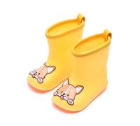 ENEN Bottes de Pluie Enfant pour Garçon et Fille, Taille 22-27 Bottes de Caoutchouc Enfant Impérmeables Semelle Antidérapant pour Maternelle, l'École, l'Extérieur (Shiba Inu Amarillo,22)