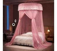 ENEN Cortinas de Cama con Dosel, Borde de Encaje Mosquitera con Dosel Dosel para Cama Mosquitera Cama Doble Plegable Dosel de Princesa para Decoración de Dormitorio (Rosa palido)