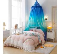 ENEN Dosel para Cama Infantil Niños Niñas, Dosel de Cama Colgante Cúpula Mosquitera con Estampado Degradado de Colo para Dormitorio Infantil, Tienda de Juegos, Rincon de Lectura (Cielo Azul)