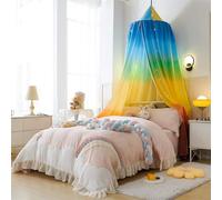 ENEN Dosel para Cama Infantil Niños Niñas, Dosel de Cama Colgante Cúpula Mosquitera con Estampado Degradado de Colo para Dormitorio Infantil, Tienda de Juegos, Rincon de Lectura (Luz De Sol)
