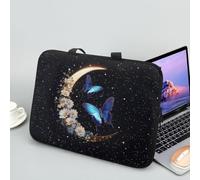 ENEN Funda Portatil 10-17 Pulgadas, Estampado de Luna Funda Portatil Impermeable, Funda Protectora Maletin PC con Correa para Hombro (Margarita,10 Pulgadas)