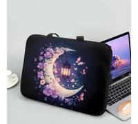 ENEN Funda Portatil 10-17 Pulgadas, Estampado de Luna Funda Portatil Impermeable, Funda Protectora Maletin PC con Correa para Hombro (Flor Morada,17 Pulgadas)