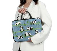 ENEN Funda Portatil 10-17 Pulgadas, Impresión de Panda Funda Portatil Impermeable, Funda Protectora Maletin Portatil (17 Pulgadas,Azul Vaquero)