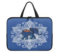 ENEN Funda Portatil Estampado Conejo, Funda Portatil 3D Elefante Bohemio 10-17 Pulgada Bolsas para Ordenador con Asa para Trabajar, Estudiar (Azul,17’’)