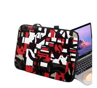 ENEN Impresión de Geometría Funda Portatil 10-17 Pulgadas, Funda Portatil Impermeable, Funda Protectora Maletin Portatil (Rojo Blanco,17 Pulgadas)