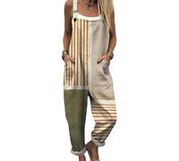 ENEN Mono de Maternidad para Mujer, Lino de Bambú Peto de Maternidad Cómodo Casual Elegante Maternity Jumpsuit Pantalones Premama Embarazada, Holgados Pantalones (Geometría caqui,m)