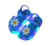 ENEN Sandalias con Luces LED para Niña Cangrejeras Infantiles de Goma Zapatos de Playa Verano Transpirables Chanclas Antideslizantes para Piscina Vacaciones (Flores azules,25)