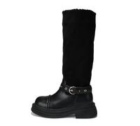 ENEN Santiag Femme Cuir Western, Taille 35-39 Santiag Femme Gros Mollet Bottes Cowboy Talon Haut avec Fermeture Éclair Bottes Western Country pour Trekking (1688-3 Negro,36)