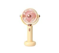 ENEN Silenciosa Ventilador de Mano Mini,Ventilador Portátil de Mano Personal con Base,5 Velocidades Pequeño,para Exterior Casa Viaje Oficina Camping Escuela, Hacia Arriba Hacia Abajo (Amarillo)