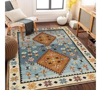 ENEN Tapis de Salon Lavable en Machine à Poils Courts Doux Bohemio MarruecosTapis de Sol Intérieure Antidérapant pour Chambre à Coucher, Salle à Manger, Bureau Décoration (Azul,50x80cm)