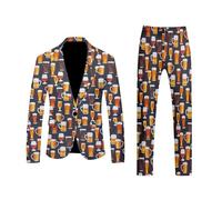 ENEN Traje de 2 Piezas para Hombre, Estilo de Barra 3D, Pantalones, Traje, Disfraz de Fiesta, Blazer para Hombre, Chaqueta Blazer para Boda, Ocio, Elegante, Corte (Vidrio,M)