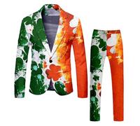 ENEN Traje de 2 Piezas Verde para Hombre, Pantalones, Traje, Disfraz de Fiesta, Impresión de Blazer, Chaqueta Blazer para Boda, Ocio, Elegante, Corte Ajustado (Estilo 6,S)