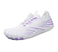 ENEN Zapatillas Barefoot Mujer Hombre 36-42, Zapatillas Minimalistas Verano Mujer Hombre Adulto Transpirable Antideslizante para Actividades al Aire Libre Nadar AcuáTicos Playa (41,812 Blanco Morado)