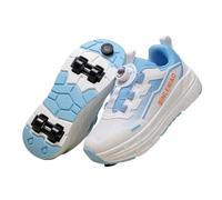 ENEN Zapatillas con Ruedas Niña Niño, Blanco Zapatos con Ruedas para Niñas Niños, Zapatillas Patines Multifuncionales Bambas de Moda (Azul Cielo,38)