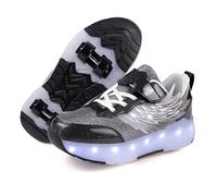 ENEN Zapatillas con Ruedas Niña Niños, Moda Transpirable Zapatos con Ruedas para Niñas Niño, 30-40 EU Zapatillas Patines, Verano Multifuncionales Bambas (Negro,30)