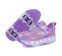 ENEN Zapatillas con Ruedas Niña Niños, Moda Transpirable Zapatos con Ruedas para Niñas Niño, 30-40 EU Zapatillas Patines, Verano Multifuncionales Bambas (Morado,40)