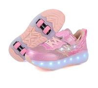 ENEN Zapatillas con Ruedas Niña Niños, Moda Transpirable Zapatos con Ruedas para Niñas Niño, 30-40 EU Zapatillas Patines, Verano Multifuncionales Bambas (Rosa,32)